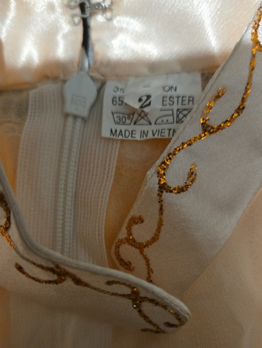 Kids Asian Style Peach Floral Embroidered Sheer Tunic & Satin Pants Set NWOT - Picture 6 of 7